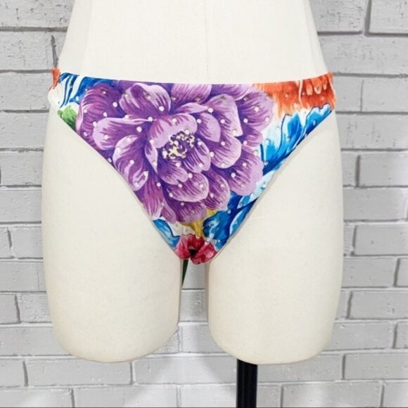 Farm Rio Women’s Rainbow Floral Bikini Bottom - Size Small - Picture 1 of 11